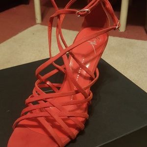 Giuseppe Zanotti Red Suede Strappy Heel Sandals